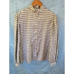 VTG 70's Schrader Sport Top Size 14 Argyle Plaid Shirt High Neckline